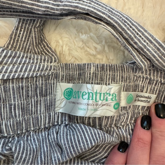 Aventura gray & White Striped Sleeveless Midi Dress | Size Medium Coastal Casual - Picture 3 of 4